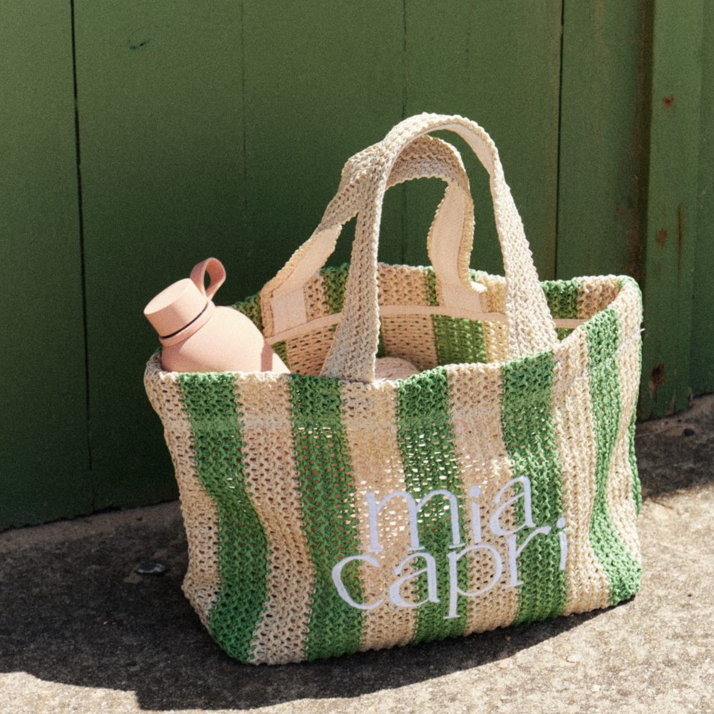 Mia Capri Vacay Bag - Green Stripe