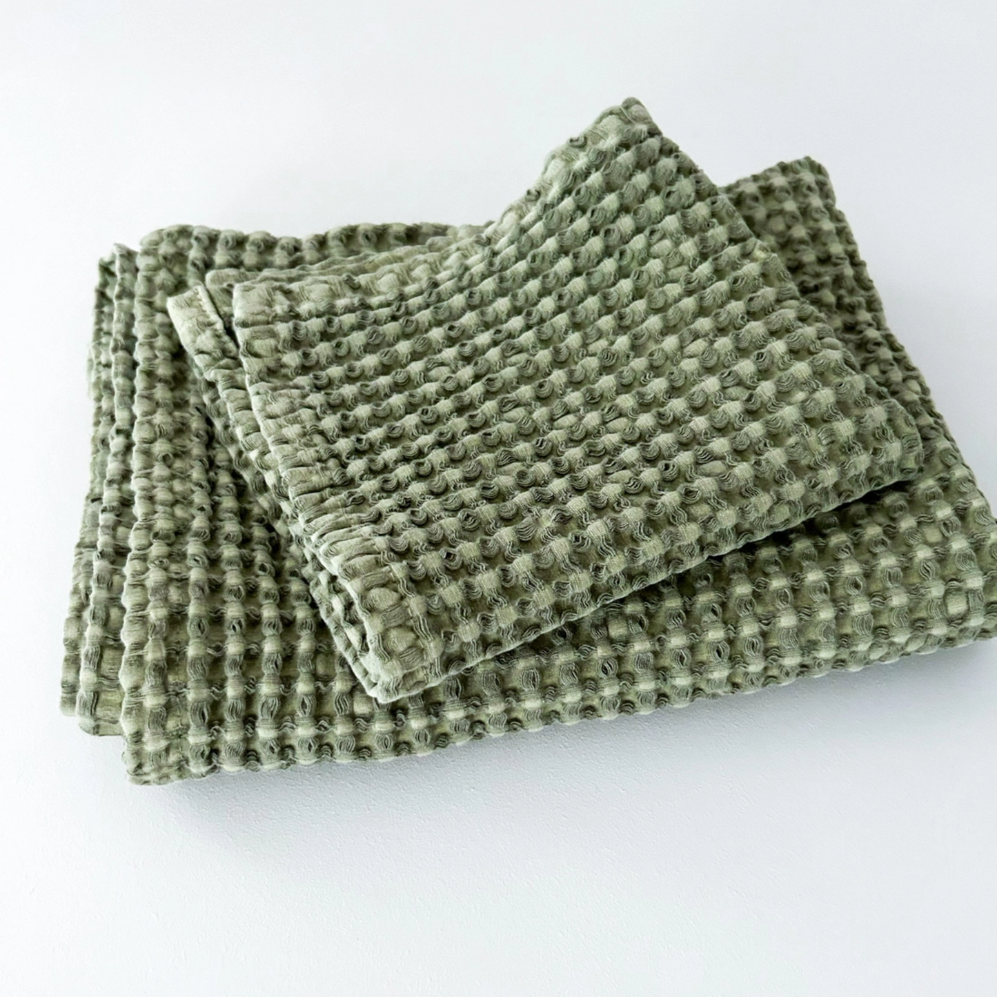 Waffle Face Cloth and/or Hand Towel - Olive Green