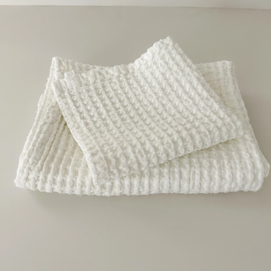 Waffle Face Cloth and/or Hand Towel - White