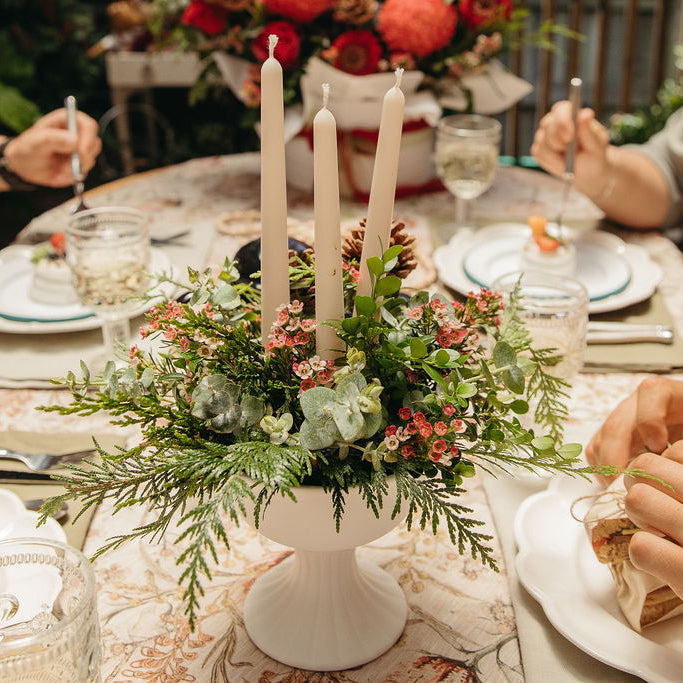 Festive Greenery + Candles Centrepiece -20th December